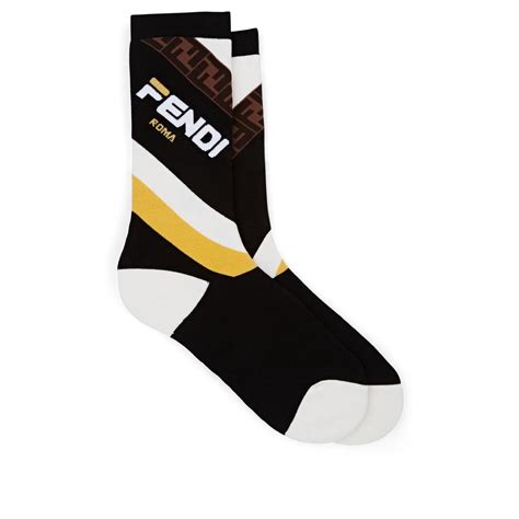 Fendi: Black 'Fendi Mania' Socks 